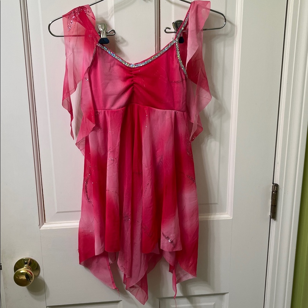 Dance Fairy costume Pink Dress with Silver Accents